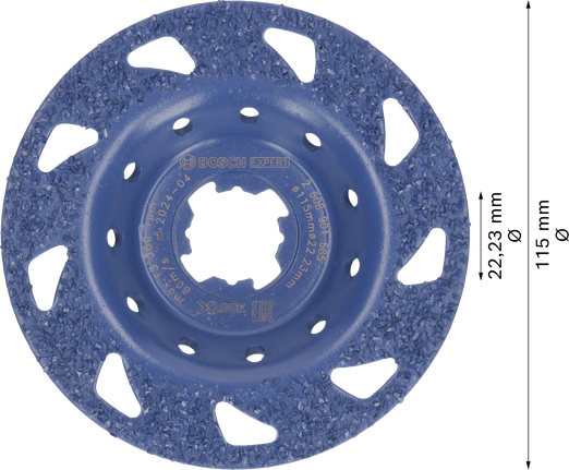 Cabeçote de retificação de carboneto multimaterial Bosch EXPERT, plano, 115 mm.
